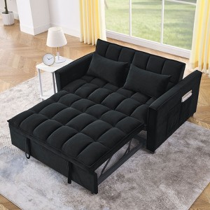 NicBex Modern Pull Out Sofa Bed Velvet Convertible Sleeper Sofa with Adjustable Backrest and 2 Pillows for Living Room - 1 of 4