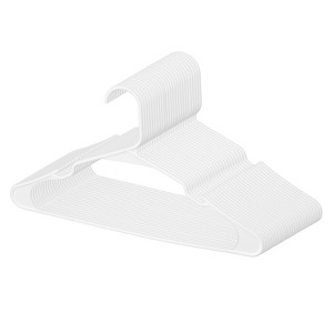 Wikineon 0.2 In Ultra-Thin, 50 Pack White Plastic Hangers With Stable Triangular Top Structure & Wider Notch Design, Non-Slip Space Saving Hangers - 1 of 4