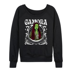 Women's - Marvel - Guardians of the Galaxy Gamora Art Nouveau Lightweight French Terry Wide Neck Long Sleeve Shirt - 1 of 4
