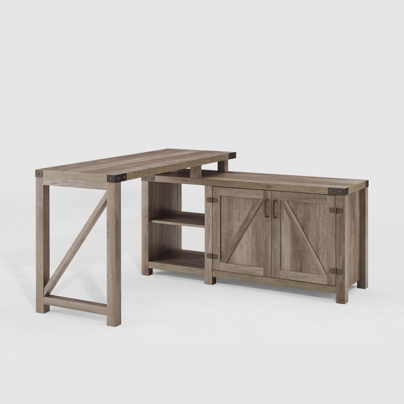 Farmhouse Rustic L Shaped Desk with Storage - Saracina Home, 1 of 19