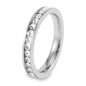 ELYA Women's Polished Eternity Cubic Zirconia Steel Ring - ELYA - 1 of 4