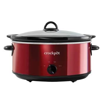 Crock-Pot Large 7 Quart Capacity Versatile Electric Food Slow Cooker Home Cooking Kitchen Appliance with Removable Ceramic Bowl, Red