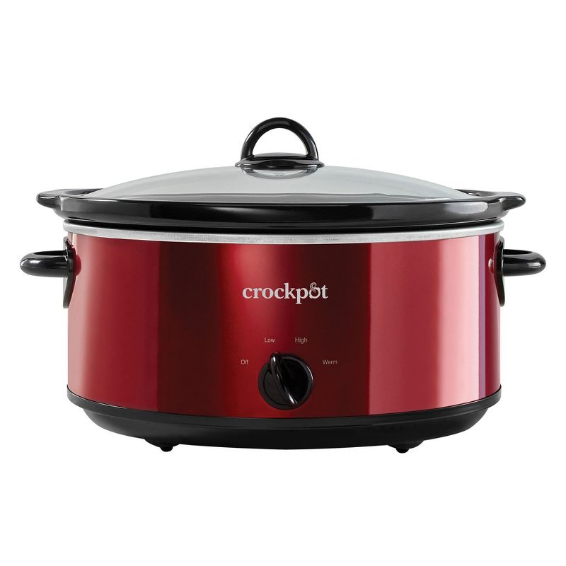 Crock-Pot Large 7 Quart Capacity Versatile Electric Food Slow Cooker Home Cooking Kitchen Appliance with Removable Ceramic Bowl, Red, 1 of 7