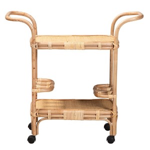 bali & pari Hadia Rattan Wine Cart Natural Brown/Black: 30 Day Limited Warranty, No Assembly, 35"H x 37.3"W - 1 of 4