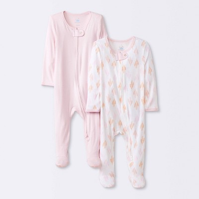 Baby Girls' 2pk Modal Blend Sleep N' Play - Cloud Island™ Pink Newborn