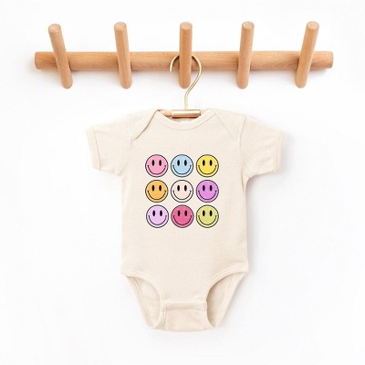 The Juniper Shop Colorful Smiley Face Distressed Baby Bodysuit
