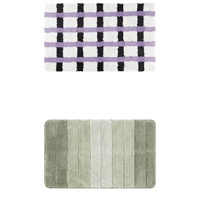 Unique Bargains 2Pcs Plush Gradient Striped Microfiber Shaggy Bathroom Mat - 1 of 4