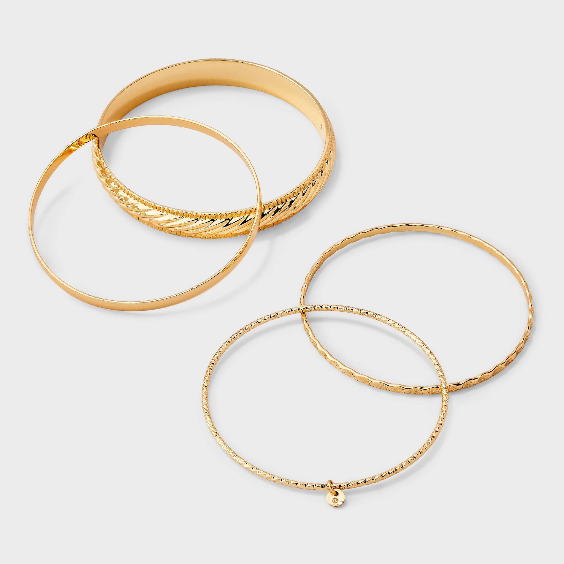 Mixed Texture Bangle Bracelet Set 4ct - Universal Thread™ Mixed