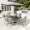 Outsunny 8 Piece Patio Furniture Set with Umbrella, Outdoor Dining Table and Chairs, 6 Chairs, Push Button Tilt and Crank Parasol, Glass Top - 2 of 4