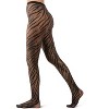 Memoi Women's Zebra Net Tights Gray S-M - 3 of 4