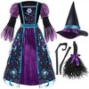 Joyfy Halloween Costume Witch Dress with Broom and Hat for Girls, Kids Moon Shimmer Costume Set for Wizard Role Play Themed Parties - 2 of 4