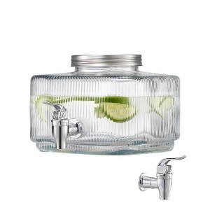 VEVOR 0.8 Gallon Beverage Dispenser,Glass Juice & Drink Dispenser with No-Drip Spigot and Lid,Perfect for Parties,Restaurants,Hotels,Iced Tea&Lemonade - 1 of 4