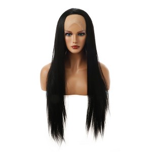 Unique Bargains Women's Long Straight Lace Front Wigs with Adjustable Wig Cap 24" 1 Pc - 1 of 4