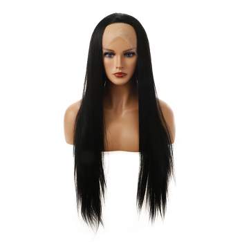 Unique Bargains Women's Long Straight Lace Front Wigs with Adjustable Wig Cap 24" 1 Pc