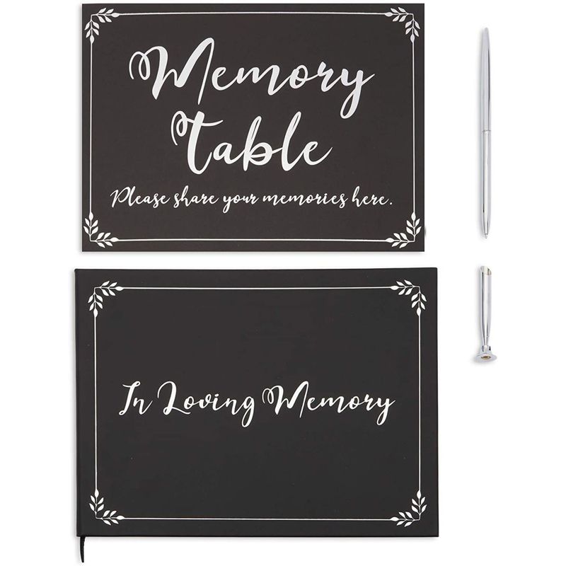 Faithful Finds 3 Piece Set Funeral Guest Book, Pen, and Memorial Table Sign, in Loving Memory, 3 of 10