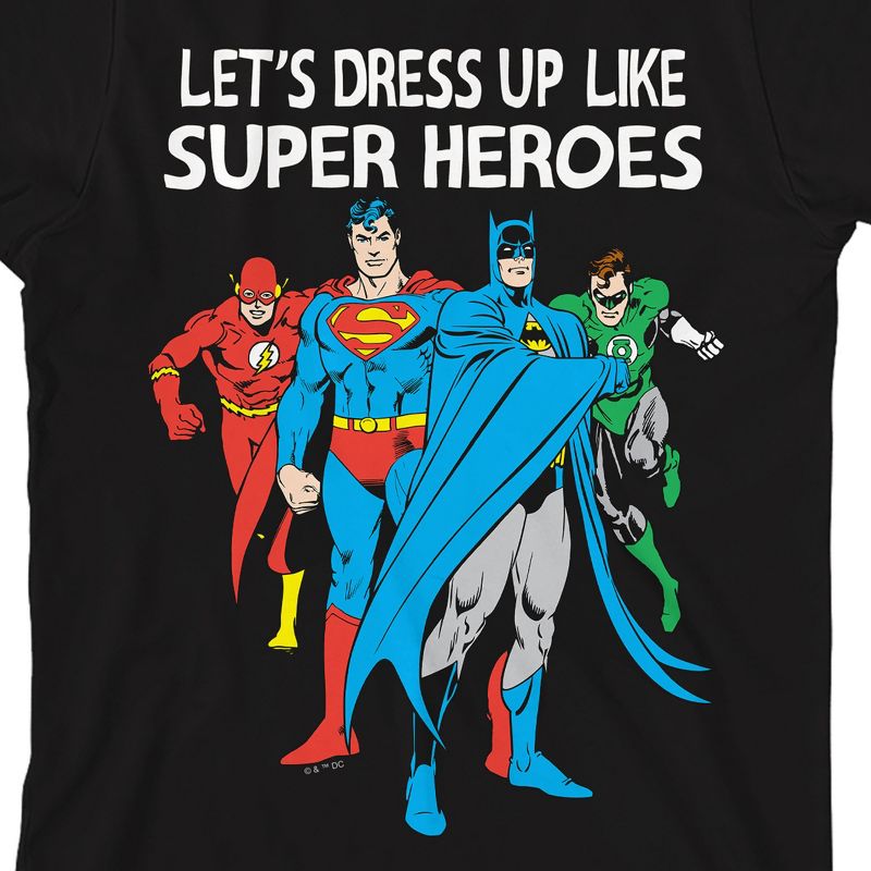 Justice League Let's Dress Up Like Superheroes Halloween Crew Neck Short Sleeve Black T-shirt Toddler Boy to Youth Boy, 2 of 4