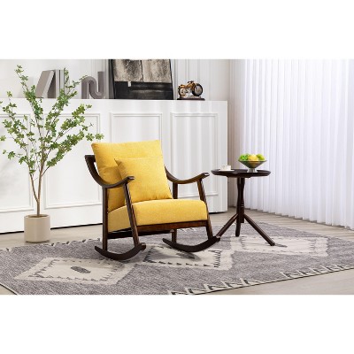 NicBex Mid-Century Modern Rocking Chair Upholstered Accent Chair with Pillow Back&Throw Pillow,Comfy Glider Chair for Living Room&Study