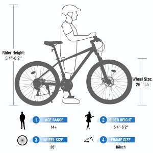 Gulches Mountain Bike for Men and Women 26 inch 24 Speed Suspension Fork KENDA Tires - 1 of 4