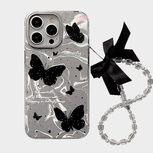Alilang Butterfly Print Phone Case with Beaded Bow Wristlet Charm - Apple  iPhone 15 Pro : Target