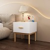 INFURNIC Nightstands Modern White Nightstand with Drawer and Wood Legs Minimalist Bedside Table , White, 18.5"*15.75"*19.69" - 3 of 4