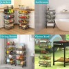 Infurnic Utility Storage Carts Multifunctional Cart with Solid Wood Top Stackable Baskets Ventilated Design Wheels, Black, 16.20"*12"*34" - 3 of 4