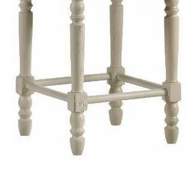 Tasnim Antique White and Oak Backless Counter Height Stool