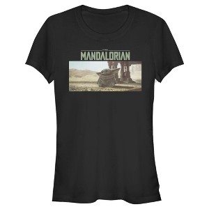Juniors Womens Star Wars The Mandalorian The Child Desert Walking T-Shirt - 1 of 3