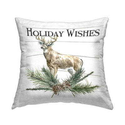 Stupell Industries Holiday Wishes Deer Seasonal Pine Sprig