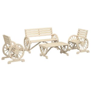 vidaXL Fir Wood Patio Lounge Set - 4PC Outdoor Garden Furniture with Ergonomic Seating, Comfortable Armrests, and Rectangular Coffee Table - 1 of 4