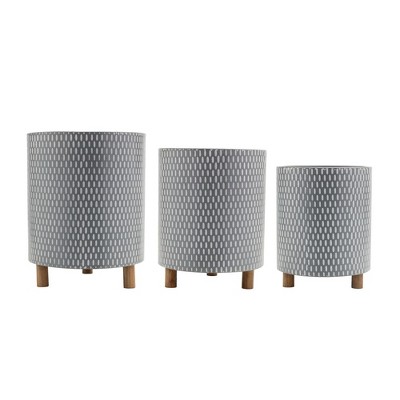 Melrose Iron Planter with Geometric Design (Set of 3)