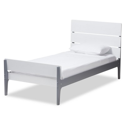 Twin Nereida Modern Classic Mission Style Finished Wood Platform Bed White/Gray - Baxton Studio