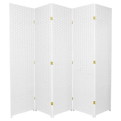 6 ft. Tall Woven Fiber Room Divider - White (5 Panels)