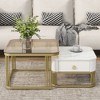 NicBex Set of 2 Tempered Glass Coffee Table Center Nesting Tables with Drawers for Living Room - 4 of 4