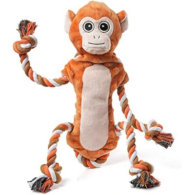 Dog Tug Toys, Stuffed Animal Dog Chew Toy, Cute Puppy Squeaky Dogs Plush Toys with Crinkle Paper for Small, Middle, Large Breed