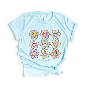 Simply Sage Market S.W.Smiley Flowers Checkered Short Sleeve Tee - 1 of 4