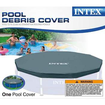 Intex 12-Foot Round Metal Frame Above Ground Swimming Pool Debris Cover, Blue