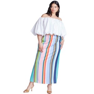 ELOQUII Women's Plus Size Satin Maxi Skirt - 1 of 3
