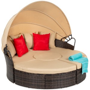 Best Choice Products 5-Piece Modular Patio Wicker Daybed Sectional w/ Adjustable Seats, Retractable Canopy - 1 of 4
