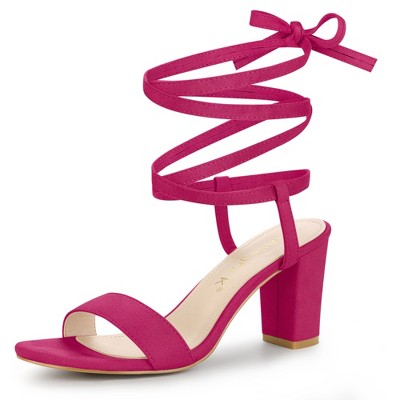Allegra K Women's Lace Up Chunky Heels Sandals