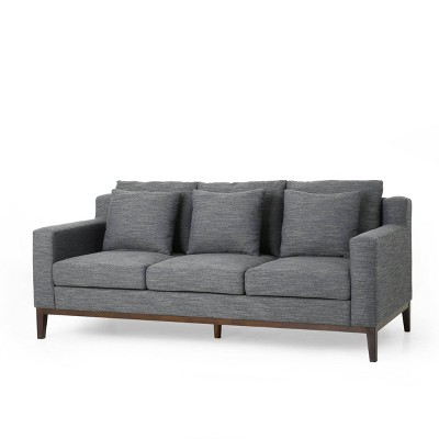 Elliston Contemporary Fabric 3 Seater Sofa with Accent Pillows - Christopher Knight Home