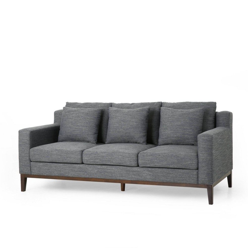 Photos - Sofa Elliston Contemporary Fabric 3 Seater  with Accent Pillows Charcoal/Da