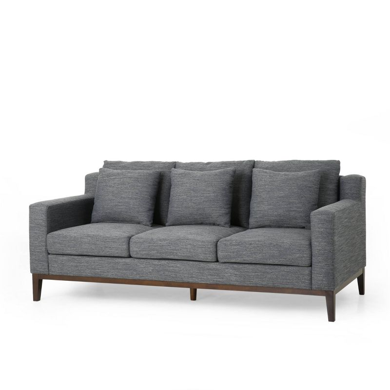 Elliston Contemporary Fabric 3 Seater Sofa with Accent Pillows - Christopher Knight Home, 1 of 15