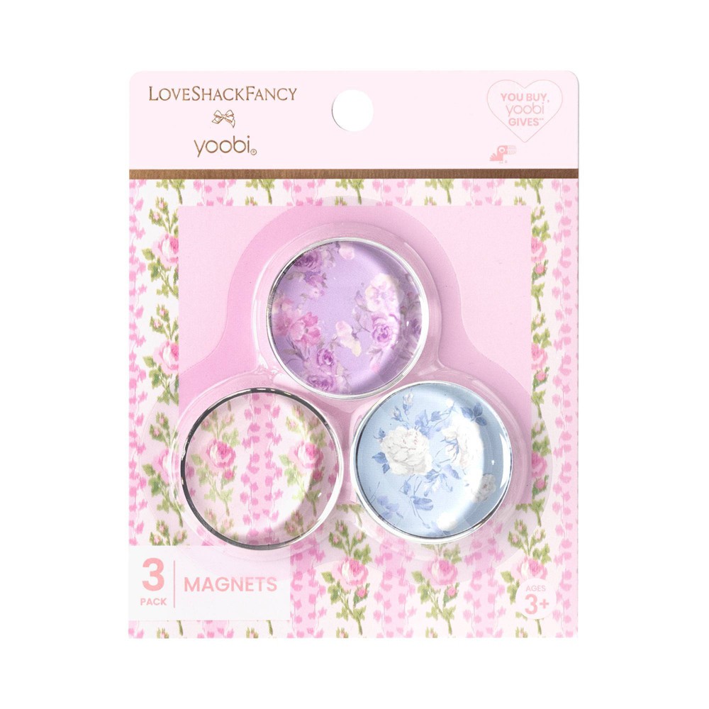 LoveShackFancy x Target - Yoobi Happy Thoughts, Blooming Heirloom, Everblooming Rosette 3pk Magnets