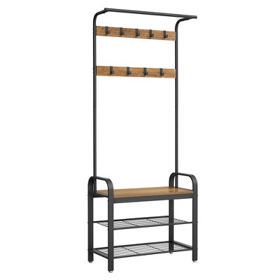 VASAGLE 4-in-1 Coat Rack Hall Tree, a Hanging Rod for Entryway Entryway Bench with Coat Rack