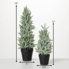 Artificial Snowy Pine Tree In Pots Green 16"H  Set of 2 - 4 of 4