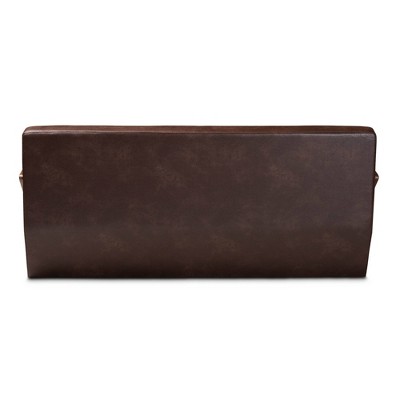 Christa Brown Faux Leather Upholstered Wood Sofa