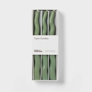 6pk Taper Candle Set Green Wavy - Room Essentials™ - 1 of 3