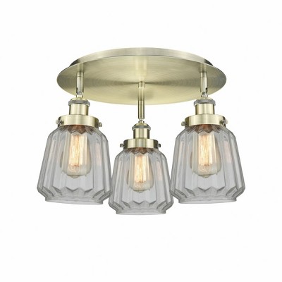 Chatham - 3 Light Flush Mount In Art Deco Style-8 Inches Tall and 18.25 Inches Wide