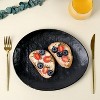LunaLulinlk Linen Artisan Dinner Plate Set, 4 Pieces Dinnerware Dishes Set, Irregular 11 Inches Ceramic Plates Suitable Black, Large - 4 of 4
