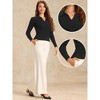 INSPIRE CHIC Women's Turndown Collar V Neck Sweater Top - 2 of 4